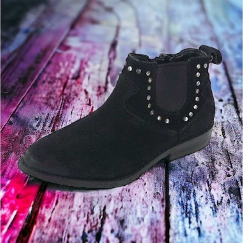 Treasure & Bond Black Genuine Suede Western Ankle Boots Size 1 (Little Kid)
